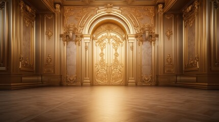 Background of a golden door made of pure solid gold - obrazy, fototapety, plakaty