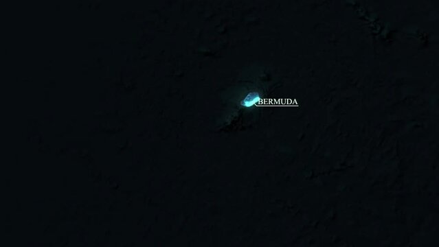Satellite map animation showing Bermuda location in the Atlantic Ocean region