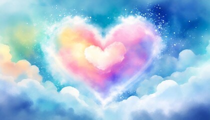 valentine s day with a beautiful colorful heart in the clouds a dreamy abstract background perfect for expressing love and joy idea for greeting cards and digital art projects