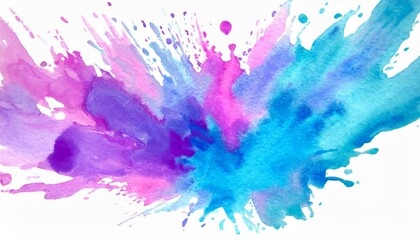 abstract blue pink and purple water color splash isolated on white background