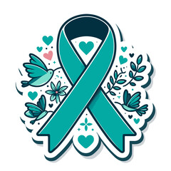 teal colored ribbon