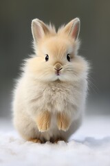 A baby bunny with a fluffy tail  AI generated illustration