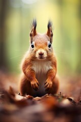 Naklejka na ściany i meble A minimalistic cute squirrel with a funny expression AI generated illustration