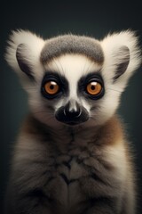 Obraz premium A minimalistic cute lemur with a funny face AI generated illustration