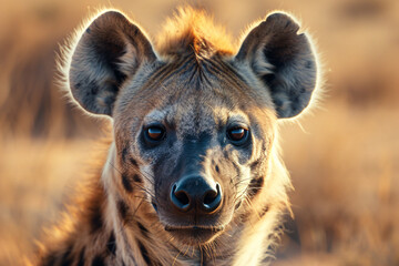 Head of wild Hyena in front of blurry background