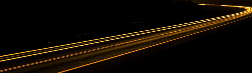 Papier Peint photo Lavable Autoroute dans la nuit orange car lights at night. long exposure