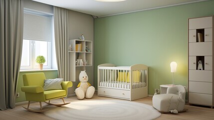 Bright design of a minimalistic nursery room  AI generated illustration