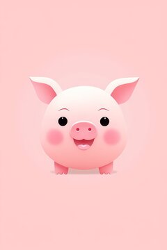 Cute minimalist piglet with a humorous expression  AI generated illustration