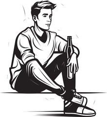 Cognac Contemplation Vector Logo Design Draughts of Deep Thought Emblematic Drinking Icon