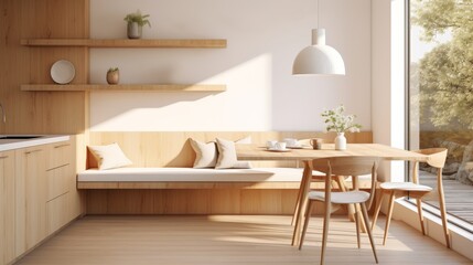 Homely and minimalist breakfast nook design  AI generated illustration - obrazy, fototapety, plakaty