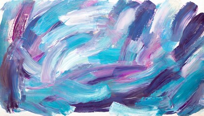 acrylic paint strokes abstract background in blue and purple colors - obrazy, fototapety, plakaty