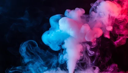 Fotobehang movement of colorful vape smoke on a black background © Wayne