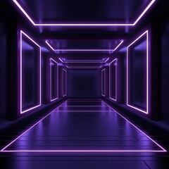 Purple neon tunnel entrance path design seamless tunnel lighting neon linear strip background