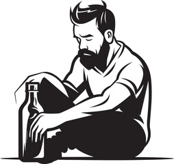 Bourbon Bliss Vector Bottle Logo Inspiration Liquor Lounge Leisure Symbolic Man with Bottle