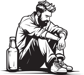 Draughts of Delight Vector Logo of a Drinker Absinthe Aspirations Emblematic Bottle Emblem