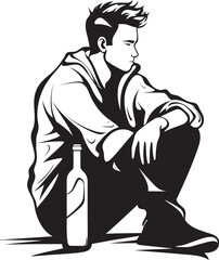 Meditative Musings Iconic Alcohol Logo Intoxicated Insights Vector Illustration of a Drinker