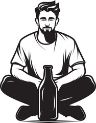 Reflective Revelry Man with Alcohol Bottle Icon Tranquil Tipples Symbolic Drinking Emblem
