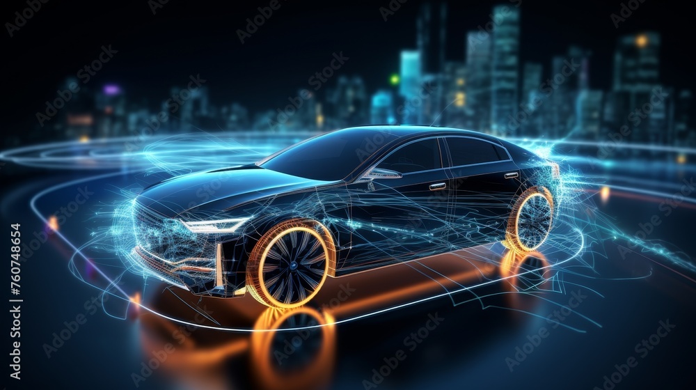Poster concept of an automated car
