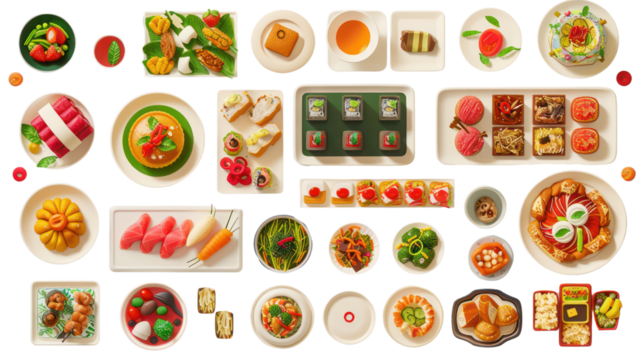  international food cartoon   isolated on white background PNG transparent background