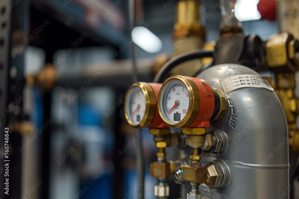 Aufkleber efficient air compressor regulator pump. pipe manometer. generate ai