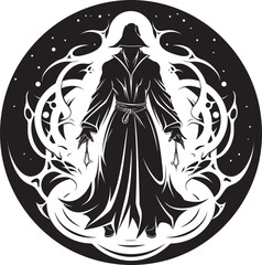 Adamantine Conjurations Emblematic Sorcerer Icon Avarices Alchemy Vector Logo of Greed