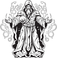 Adamantine Conjurations Emblematic Sorcerer Icon Avarices Alchemy Vector Logo of Greed