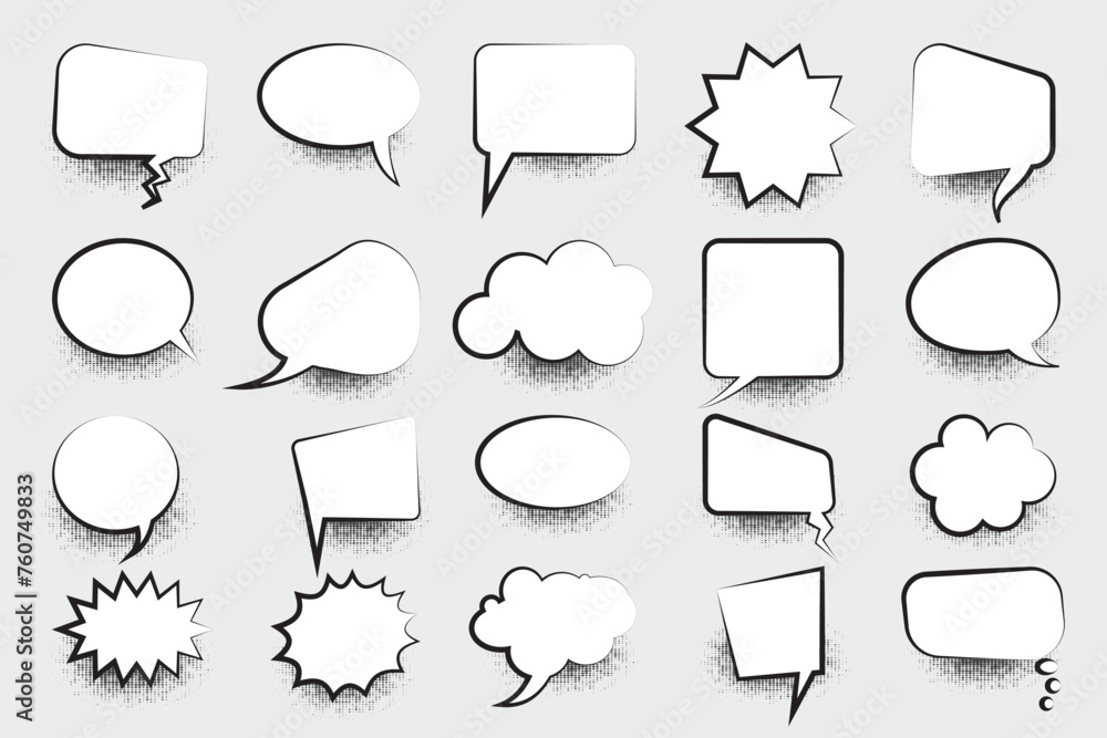 Poster set of speech bubbles. set of blank speech bubbles. blank comics bubble set. bubble speech phrase. b