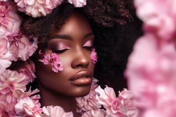 Portrait in Pink Blossoms - 760750604