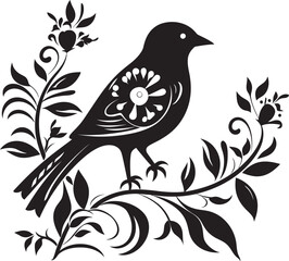 Fototapeta premium Blooming Aviary Vector Emblem of Aesthetic Pigeon Gardenia Glide Aesthetic Pigeon Logo Design