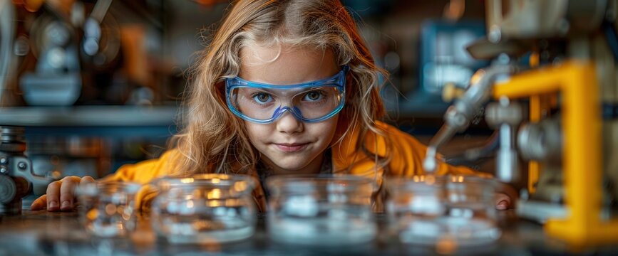 A child embracing the opportunities of AI-driven innovation, engaging in hands-on experiments and projects that push the boundaries of creativity and discovery 
