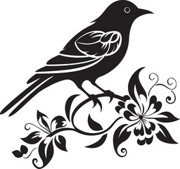 Floral Fantasia Vector Icon Design of a Pigeon Serene Wings Aesthetic Floral Pigeon Emblem