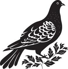 Petal Path Vector Icon of Floral Pigeon Blossom Bliss Aesthetic Floral Pigeon Emblem Design