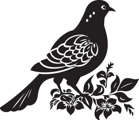 Blossom Bliss Aesthetic Floral Pigeon Emblem Design Graceful Flight Vector Logo of Aesthetic Pigeon