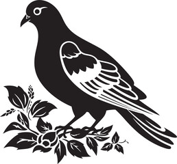 Gardenia Grace Vector Emblem of Floral Pigeon Ethereal Wings Aesthetic Floral Pigeon Logo Design