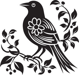 Fototapeta premium Blossom Beauty Aesthetic Pigeon Logo Design Gardens Guardian Vector Emblem of Floral Pigeon