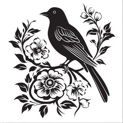 Natures Wings Vector Icon of Floral Pigeon Winged Whispers Aesthetic Emblem of Pigeon