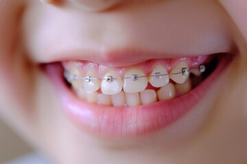 Close-Up Smile with Clear Orthodontic Braces - 760752219