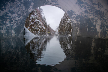 Kiyotsu Gorge Tunnel, a historic, 750-metres passageway that cuts through distinctive rock...