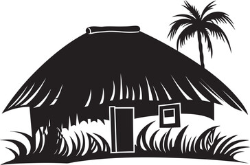 Tribal Tranquility Vector Logo of Straw Roof Hut Afro Ethnic Haven Emblematic Thatched Hut