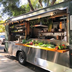 Urban Street Food Truck Serving Fresh Produce - 760753682