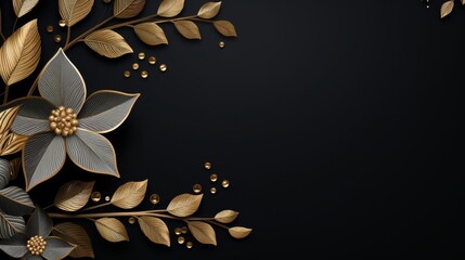 Luxurious style ornament with elegant golden leaves and geometric patterns