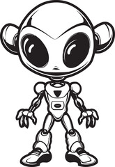 Futuristic Wanderer Vector Emblem of Android Interstellar Guardian Iconic Alien Robot Symbol