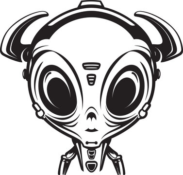 Extraterrestrial Mechanism Alien Robot Logo Design Cybernetic Visitor Vector Icon of Alien Robot