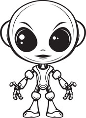 Mechanical Voyager Alien Robot Logo Design Interstellar Wanderer Vector Emblem of Extraterrestrial Robot