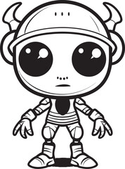 Cybernetic Wanderer Emblematic Alien Robot Sentinel Galactic Traveler Vector Icon of Alien Mechanism