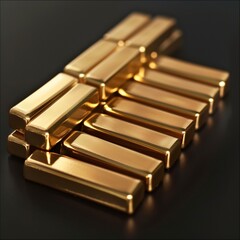 Stack of Gold Bars on Dark Background - 760754848