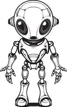 Techno Titans Vector Logo of Space Android Robotic Revelations Alien Robot Logo Design