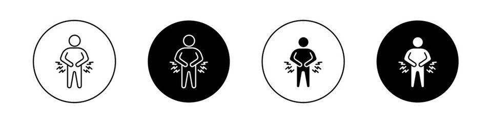 Muscle pain icon set. stomach inflammation vector symbol. stomach pain icon.