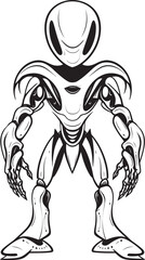 Astral Artifacts Iconic Alien Robot Symbol Techno Titans Vector Logo of Space Android