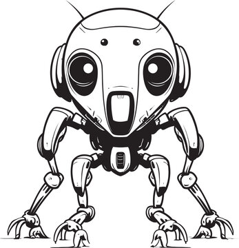 Interstellar Innovations Alien Robot Logo Design Futuristic Fusion Vector Emblem of Extraterrestrial Mechanism